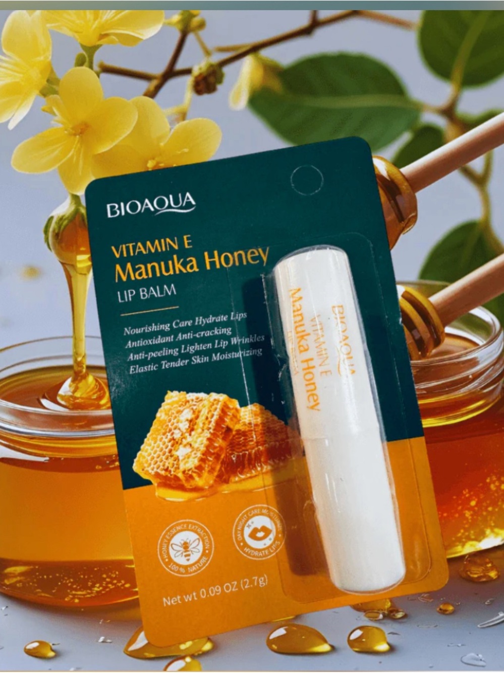 BIOAQUA Vitamin E Manuka Honey Lip Balm Moisturizing Anti-Cracking Treatment NEW